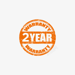 橙色圆形印章2年质保标志素材