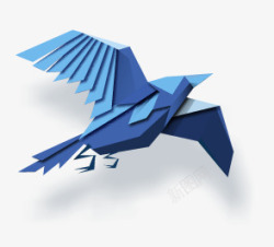 飞翔蓝色展翅高飞小鸟素材