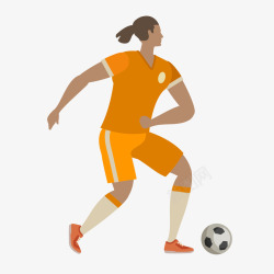橙色球衣踢足球的人物矢量图高清图片