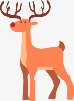 橙色卡通圣诞节麋鹿素材