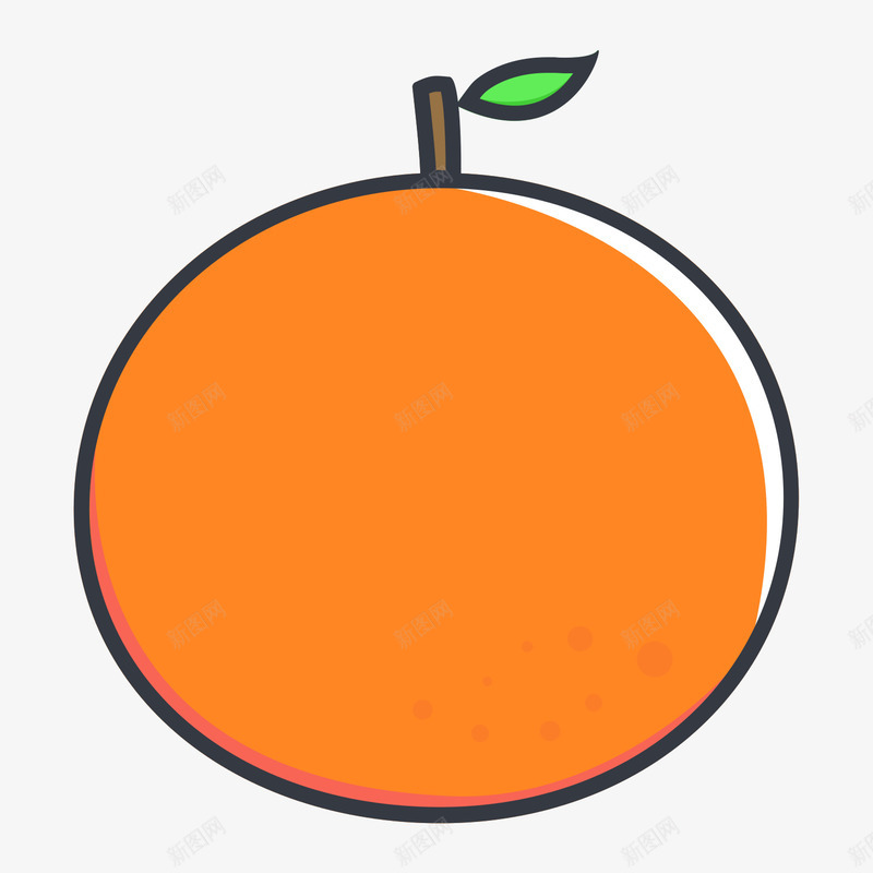 橙色水果橙子卡通图标矢量图eps_新图网 https://ixintu.com 卡通图标 扁平化 手绘 树叶 植物 橙色 水果 绿色 食物 矢量图