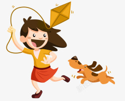 彩绘小狗卡通人物放风筝可爱小狗高清图片