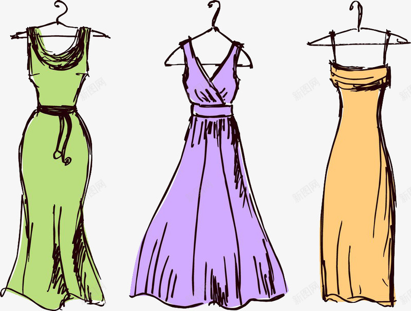 绿紫橙裙子png免抠素材_新图网 https://ixintu.com 裙子女性服饰服装印花设计