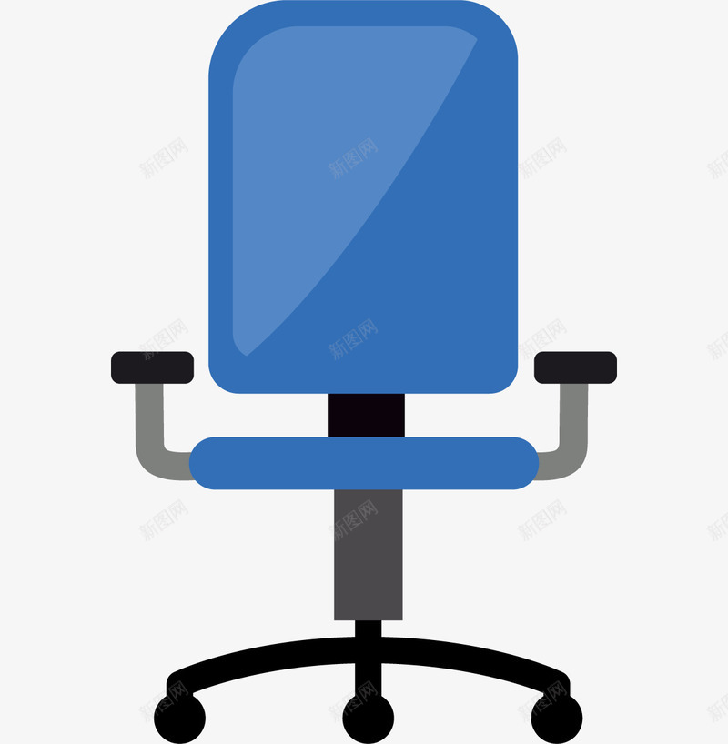 商务椅子png免抠素材_新图网 https://ixintu.com 卡通椅子 塑料椅子 带轮子的椅子 手绘平面 旋转椅子 蓝色椅子