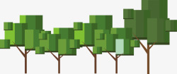 绿色马赛克树木素材
