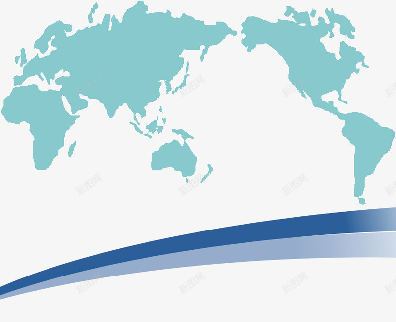 绿色地图png免抠素材_新图网 https://ixintu.com PPT PPT素材 商务素材 地图 条纹 绿色 蓝色