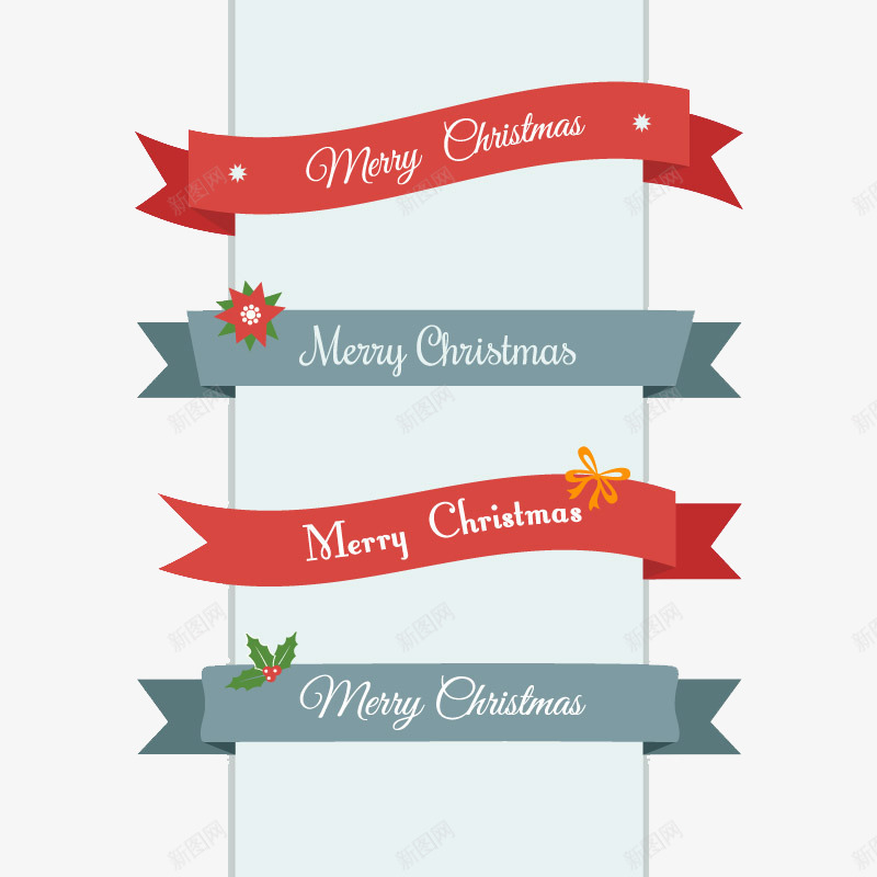 4款圣诞纸质丝带png免抠素材_新图网 https://ixintu.com 丝带 圣诞 圣诞矢量 圣诞素材 横幅