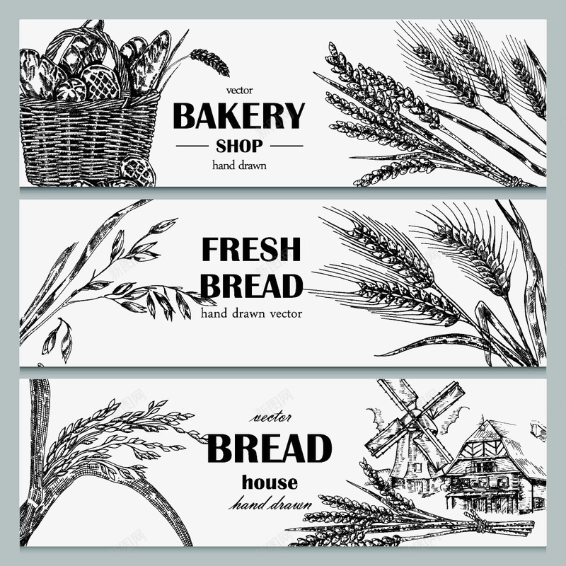 面包横幅png免抠素材_新图网 https://ixintu.com 小麦 面包 黑色