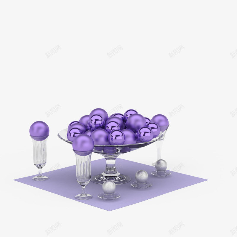 紫色彩球摆件png免抠素材_新图网 https://ixintu.com 个性装饰素材 彩球装饰 紫色圣诞彩球 装饰品