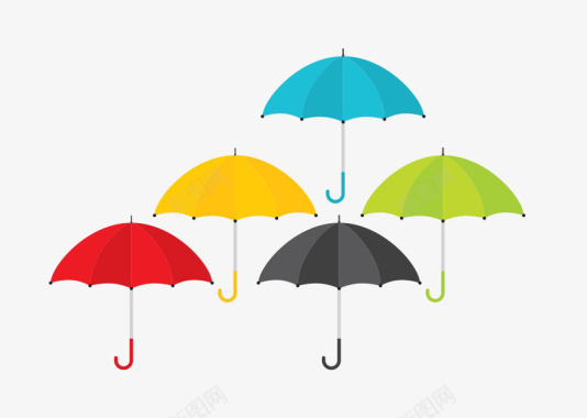 卡通色彩雨伞图标图标