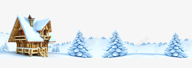 下雪天的房子和树木png免抠素材_新图网 https://ixintu.com 松树 松鼠 雪 雪地
