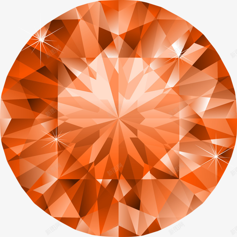 橙色圆形钻石png免抠素材_新图网 https://ixintu.com 圆形 橙色 钻石