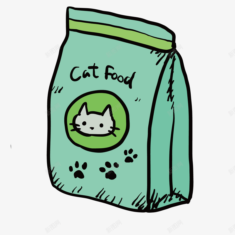 彩绘一袋猫粮png免抠素材_新图网 https://ixintu.com 一袋 彩绘 猫粮