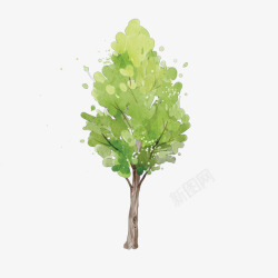 绿色水彩树木素材