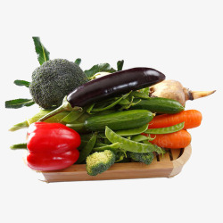 菜板上的各种新鲜蔬菜素材