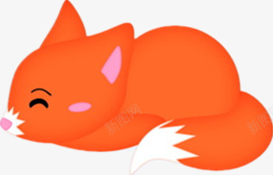 手绘睡眠小狐狸png免抠素材_新图网 https://ixintu.com 卡通图 可爱 小动物 橙色狐狸