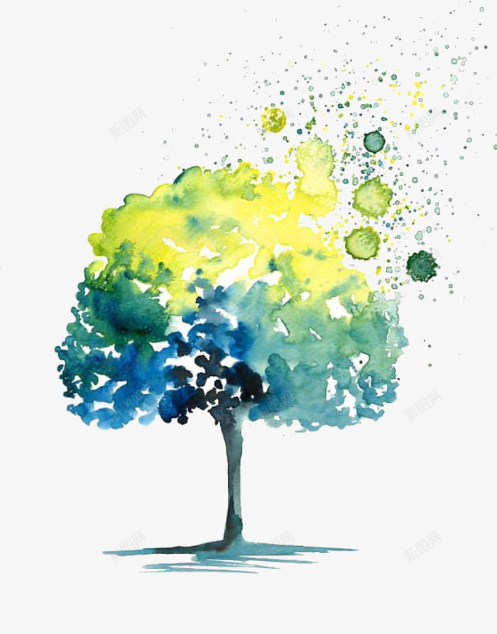 彩绘树png免抠素材_新图网 https://ixintu.com 彩绘树 树叶 油画 绿色