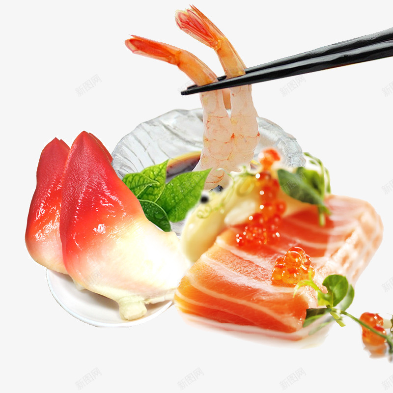 各种海鲜png免抠素材_新图网 https://ixintu.com 产品实物 刺身 红色 虾 贝类 鱼肉