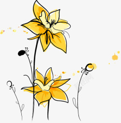 彩绘黄色花朵素材
