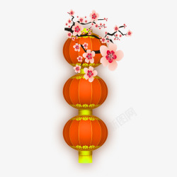 橙色中国风灯笼装饰图案素材
