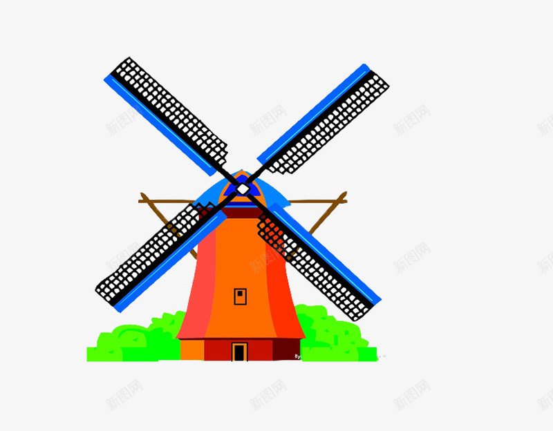 手绘大风车png免抠素材_新图网 https://ixintu.com 卡通风车画 旋转的风车图片 简单的素材图片 装饰图片风车