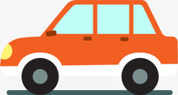 手绘橙色汽车小轿车素材