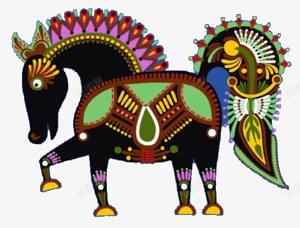 乌克兰部族动物绘画装饰马png免抠素材_新图网 https://ixintu.com 乌克兰 动物绘画 装饰马 部族