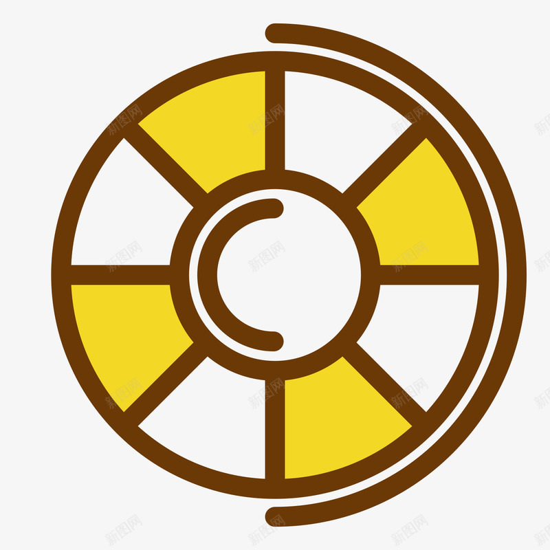 黄色手绘弯曲轮子元素矢量图图标eps_新图网 https://ixintu.com 卡通图标 弧度 弯曲 扁平化 手绘 旋转 轮子 黄色 矢量图