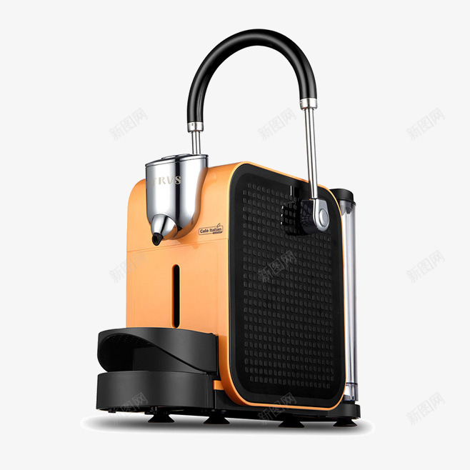 橙色咖啡机png免抠素材_新图网 https://ixintu.com 咖啡机 家用机器 数码家电 机器 橙色 金属质感