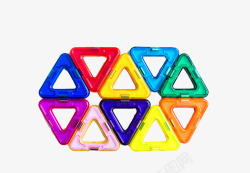 好玩的玩具各种颜色三角形磁力片高清图片