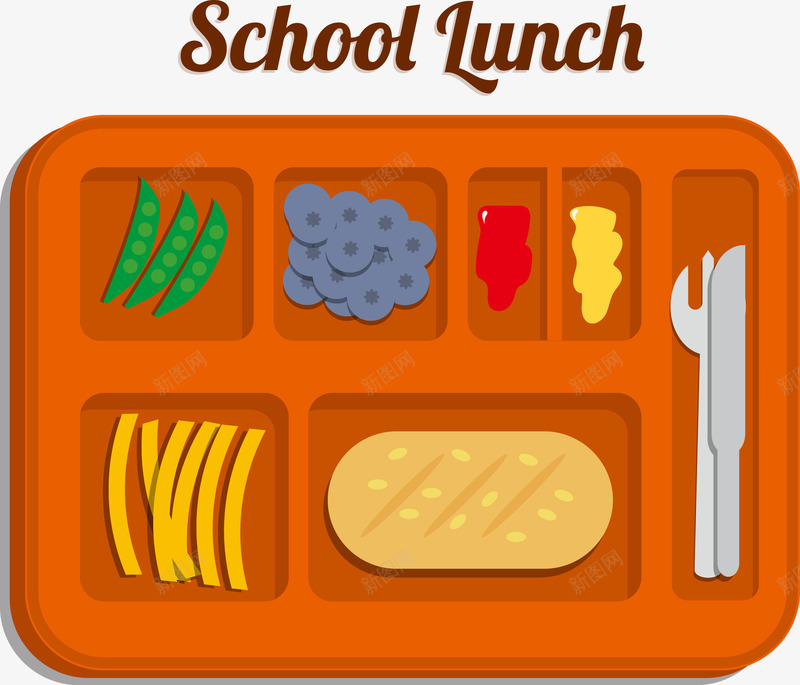 学校午餐png免抠素材_新图网 https://ixintu.com 午餐 午餐卡通 橙色 盒饭 美食