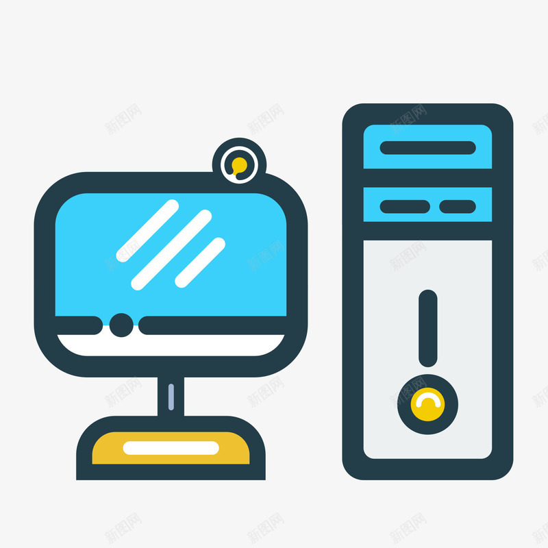 蓝色手绘圆角电脑显示器矢量图图标eps_新图网 https://ixintu.com 主机 图标 圆角 手绘 生活电器 电脑 线稿 蓝色 矢量图