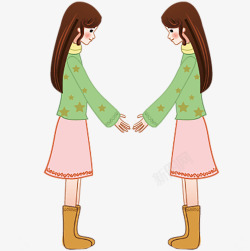 闺蜜姐妹装春季女孩双胞胎姐妹闺蜜握手高清图片