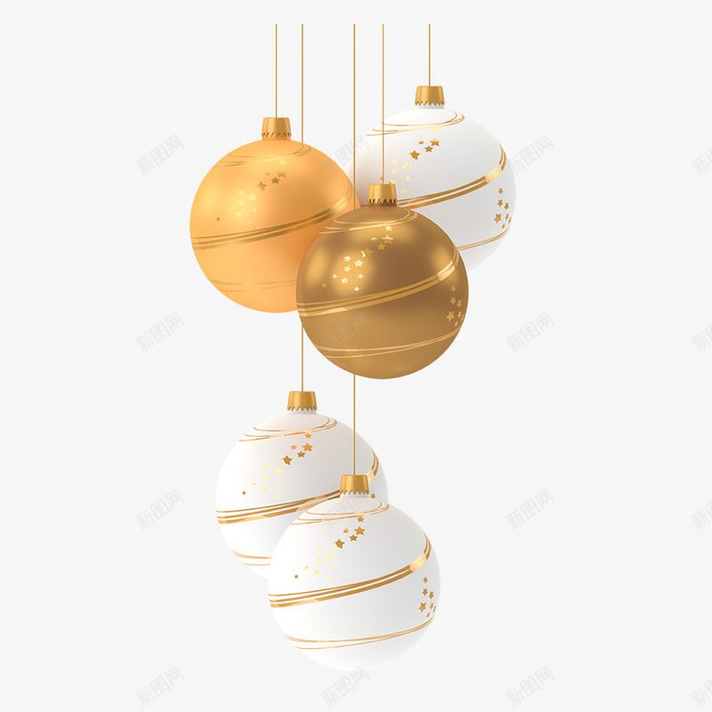 圣诞节彩球装饰图png免抠素材_新图网 https://ixintu.com 吊球 圣诞球 圣诞节 彩球 白色 精美 装饰 金色