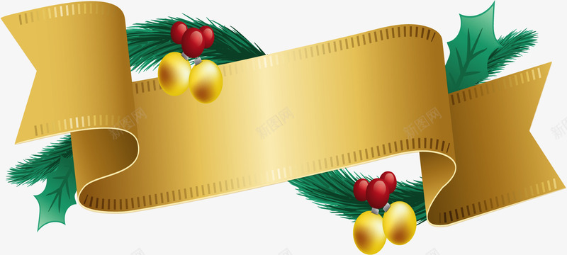 金色的圣诞节横幅矢量图ai免抠素材_新图网 https://ixintu.com 圣诞快乐 圣诞节 圣诞节快乐 圣诞节横幅 矢量png 金色丝带 矢量图