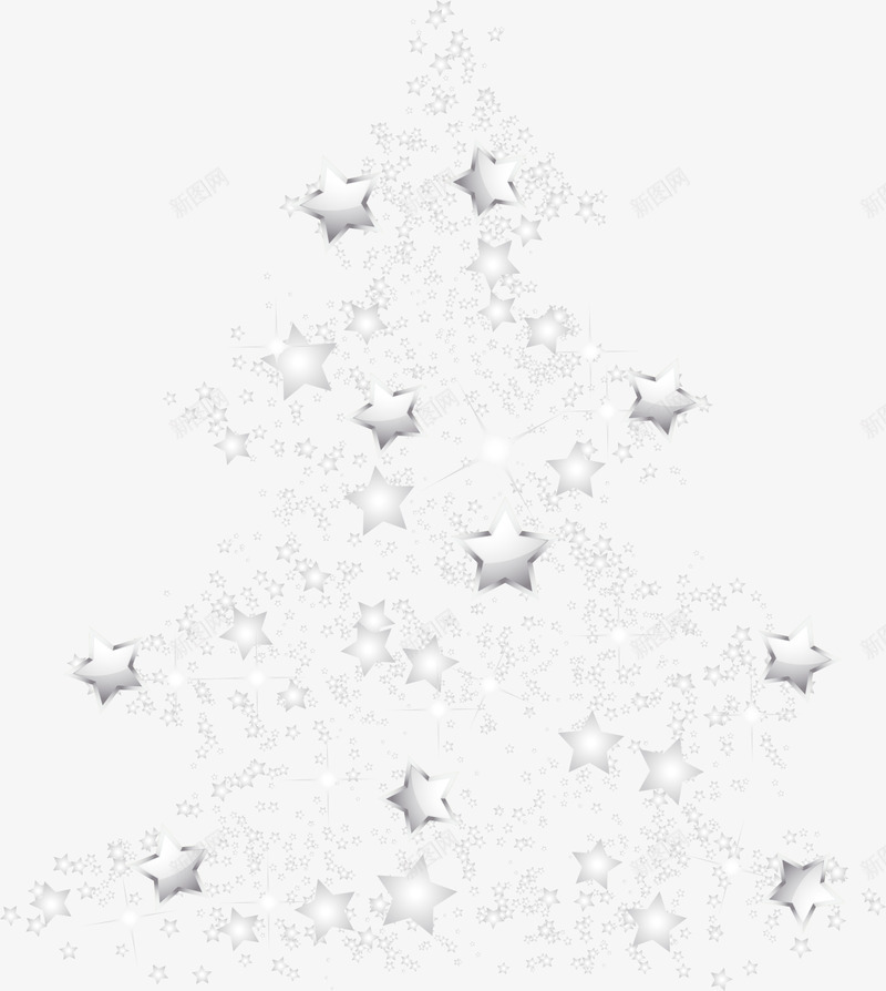 银色星星圣诞树png免抠素材_新图网 https://ixintu.com 免抠PNG 圣诞树 圣诞节 星星 树木 装饰图案 银色
