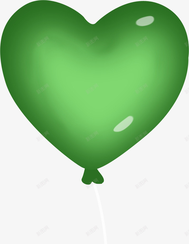 绿色桃心气球png免抠素材_新图网 https://ixintu.com 桃心气球 气球 绳子 绿色气球