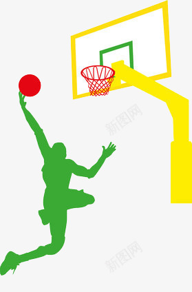 彩绘版的男子扣篮动作png免抠素材_新图网 https://ixintu.com 彩绘 扣篮 篮球 运动