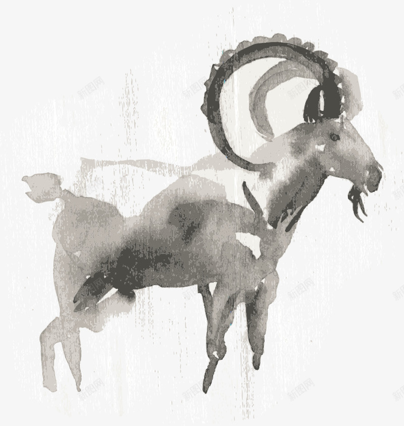 彩绘山羊png免抠素材_新图网 https://ixintu.com 动物 卡通动物 彩绘动物 手绘动物 水墨山羊