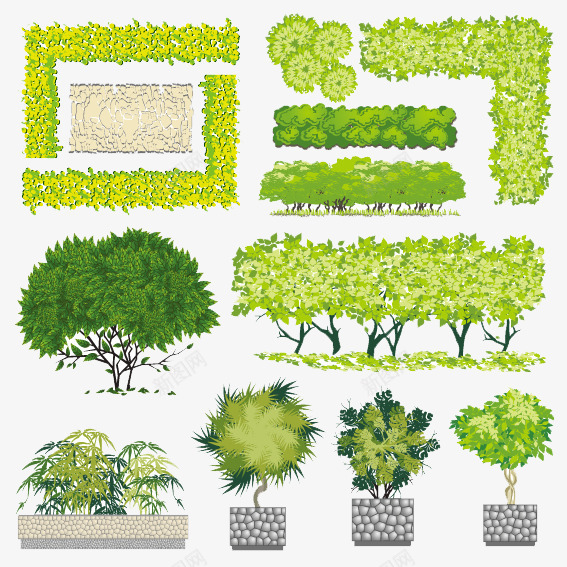 树木树丛png免抠素材_新图网 https://ixintu.com 俯视图 卡通 景观园林 绿色