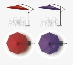 遮阳伞顶视图橙色遮阳伞高清图片