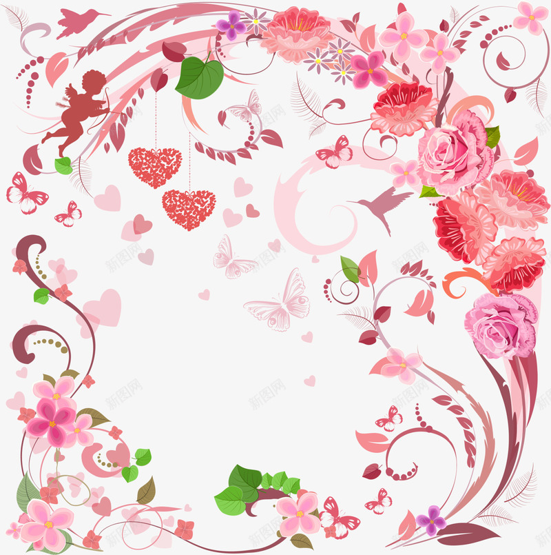 粉色花藤框架png免抠素材_新图网 https://ixintu.com 爱心植物 简约框架 粉色花藤 美丽花园 花园 边框纹理