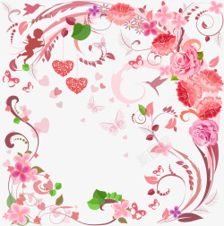 美丽花园粉色花藤框架高清图片