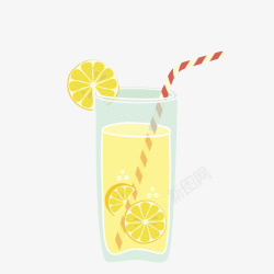 美味的水果柠檬片饮料卡通素材