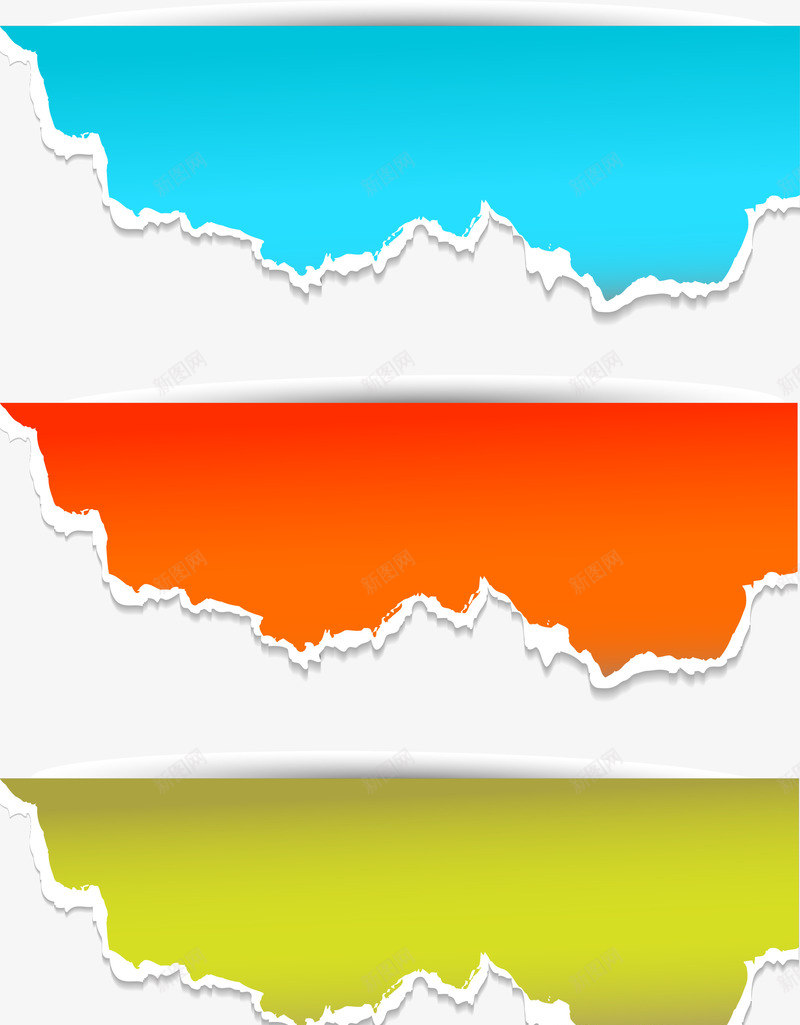 彩色撕纸矢量图eps免抠素材_新图网 https://ixintu.com 撕纸素材 橙色撕纸 空白纸张 蓝色撕纸 矢量图