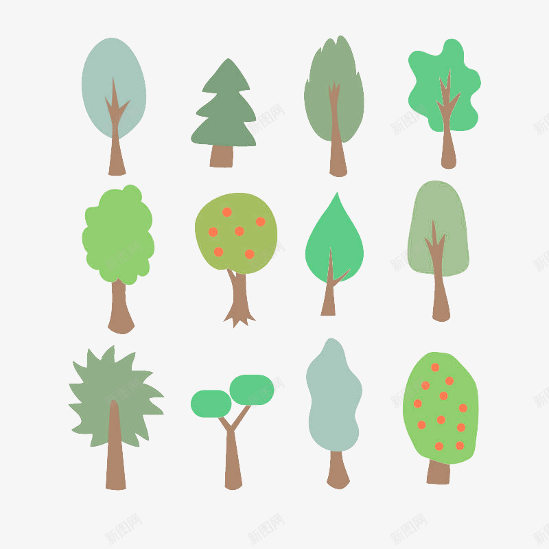 植物简笔画png免抠素材_新图网 https://ixintu.com 卡通 卡通手绘 可爱 树木