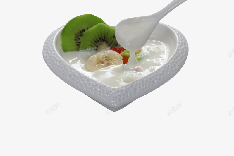 桃心碗里的酸奶png免抠素材_新图网 https://ixintu.com 水果 猕猴桃 甜点 餐具 香蕉
