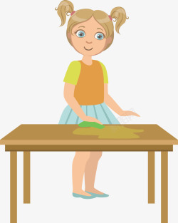 擦拭动作一个正在擦桌子的女孩矢量图高清图片