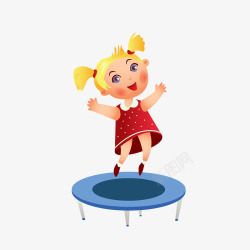 玩蹦床玩蹦蹦床的小女孩矢量图高清图片