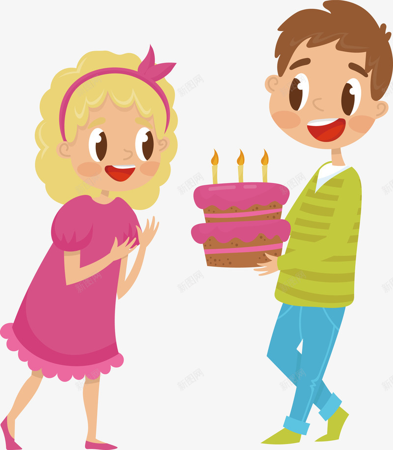 过生日吃蛋糕的女孩矢量图eps免抠素材_新图网 https://ixintu.com 矢量蛋糕 蛋糕 蛋糕PNG 过生日 过生日png 矢量图